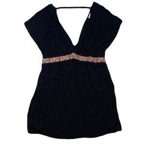 Xhilaration Black Swim Coverup Colorful Stretchy Waistband Women’s Medium